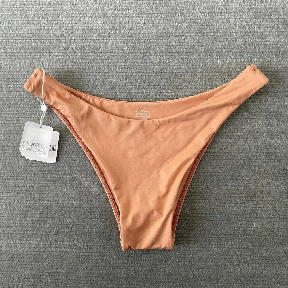 Monday Swimwear Byron Bottom Bikini Women L High Leg‎ Mid Rise  Sand Resort